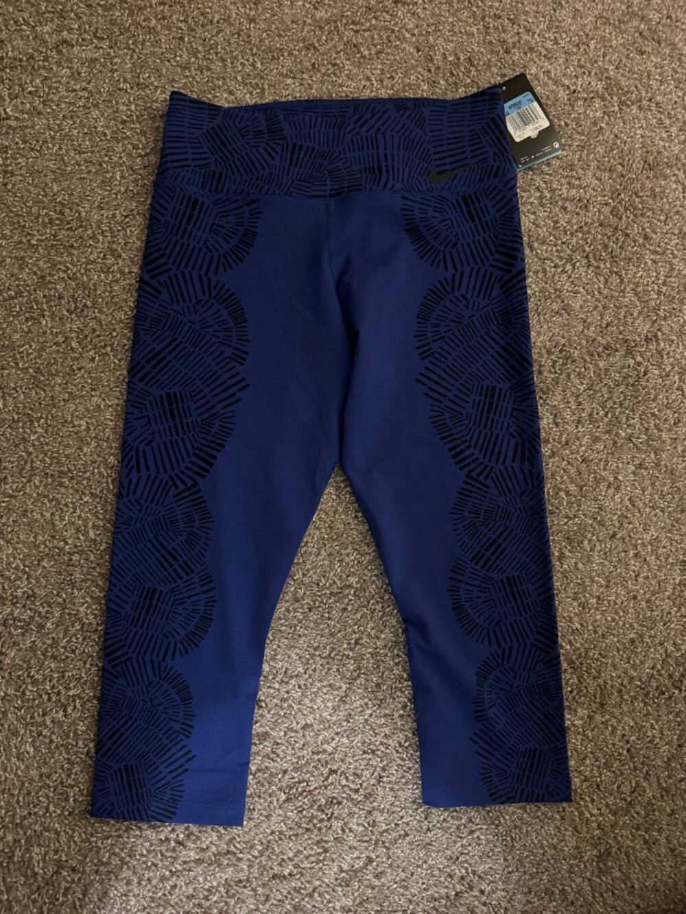 Nike Dri-Fit Navy Blue Patterned Cropped Leggings